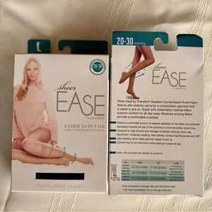 🖤 Lot 2 Sheer Ease Therafirm 20-30mmHg KNEE HIGHs MEDIUM SHORT BLACK #64025 NIB